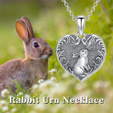 Sterling Silver Rabbit &Butterfly Urn Necklace for Ashes