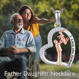 Sterling Silver Father Daughter Pendant Necklace with Engraved Words