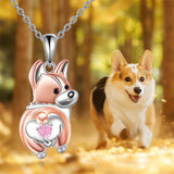 Sterling Silver Birthstone Corgi Pendant Necklace