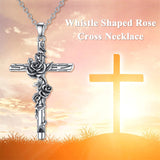 Sterling Silver Cross Clover Rose Turquoise Moss Agate Healing Crystal  Tree of Life Christ Crucifix Pendant Necklace