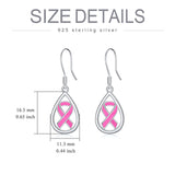 Sterling Silver Breast Cancer Awareness Drop Earrings