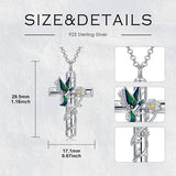 Sterling Silver Hummingbird Flower &Cross Urn Necklaces for Ashes