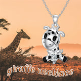 Sterling Silver Cubic Zirconia Hamster Pig Dragon Giraffe Bunny Hippo Goat Pendant Necklace