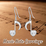 Sterling Silver  Music Note Dangle Earrings