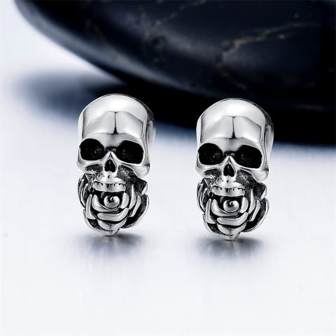 Silver Skull Earrings Stud Earrings