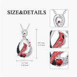 Sterling Silver Cubic Zirconia Infinity Angel Wings Red Cardinal  Pendant Necklace