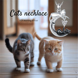 Cat Necklace 925 Silver Cat Birthstone Necklace Cat Jewelry Gift for Women Cat Lover