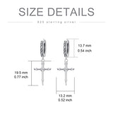 Cross Earrings 925  Silver Nail Cross Dangle Barbed Wire Huggie Hoop Earrings Religion Cross Jewelry Gifts for Men Women