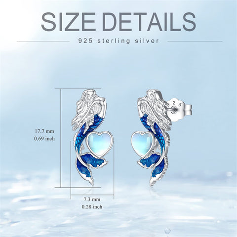 Sterling Silver Mermaid Stud Earrings