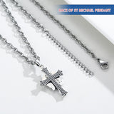 Sterling Silver Saint Michael Cross Pendant Necklace