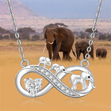 Sterling Silver Elephant Mother and Child Pendant Necklace