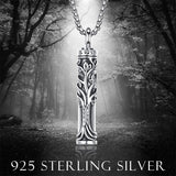 925 Sterling Silver Tree of Life Cremation Jewelry  Urn Necklace for Ashes for Men with 2.5mm 22"+2" Rolo Chain