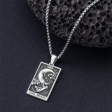 Sterling Silver Cat Moon Tarot Card Pendant Necklace