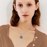 Star of David Urn Necklace Sterling Silver Crosse Abalone Shell Jewish Jewelry for Women Men