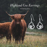 Highland Cow Earrings 925 Sterling Silver Highland Cow Dangle Drop Earring Jewelry for Women Christmas Birthday Gifts