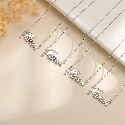 2024 Graduation Necklace Graduation Gifts High School College 925 Silver Class of 2024 Pendant Necklace for Women