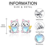 Moonstone Animal Stud Earrings for Women 925 Silver Hypoallergenic Cute Cartoon Animal Earrings  Jewelry Gifts