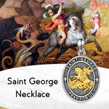 Sterling Silver St. George Dragon Slayer Pendant Necklace