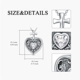 925 Sterling Silver Birthstone Vintage Cross Heart Shaped Photo Pendant  Necklace