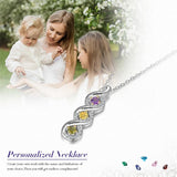 10K 14K 18K Gold Personalized Engraved &Birthstone Infinity Pendant Necklace