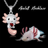 Sterling Silver 12 Month Birthstones Axolotl  Pendant Necklace