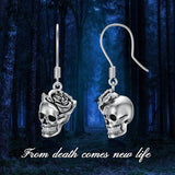 Sterling Silver Gothic Skull Dangle Earrings