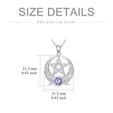 Sterling Silver Pagan Wiccan  Pentagram Triple Moon Pendant Necklace