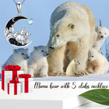 Sterling Silver Mama Bear with 3 4 5 Cubs Pendant Necklace