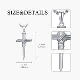 Sterling Silver 3 Nail Cross Pendant Necklace for Men