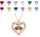 10 14 18K Gold Personalized Heart Birthstone Pendant Necklace