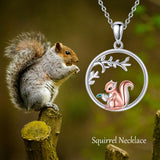 Sterling Silver Red Panda Squirrel Pendant Necklace Cute Animal Jewelry for Women Girls Christmas Gifts