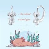 Sterling Silver Axolotl Leverback Earrings