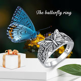 S925 Sterling Silver Turquoise Dragonfly/Butterfly/Highland Cow Spoon Ring Oxidized Wrap Ring  Gifts for Women Girls