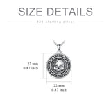 Sterling Silver Gothic Skull Memento Mori Pendant Necklace with Engraved Word