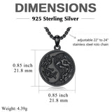 Sterling Silver Yin Yang Wolf Pendant Necklace