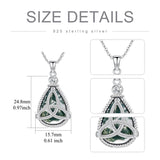 925 Silver Celtic Knot Heart/Moss agate Necklace Protection Pendant Jewelry Christmas Halloween Birthday Gifts for Women