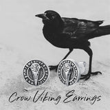 Sterling Silver Viking Raven Stud Dangle Earrings