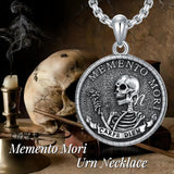 Memento Mori Necklace for Men 925 Sterling Silver Memento Mori Pendant Gothic Skull Pendant Amulet Protection Jewelry Gifts