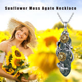 Sunflower Moss Agate Necklace 925 Sterling Silver SunflowerJewelry Gift for Women