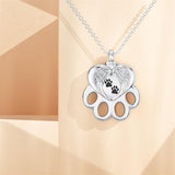 Sterling Silver Paw Print Urn Necklace for Ashes