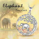 Sterling Silver Elephant with 1 2 3 Cubs Pendant Necklace