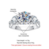 Sterling Silver Round Cut Moissanite 3 Stone D Color Engagement Ring