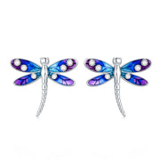 Sterling Silver Cubic Zirconia Dragonfly Stud Earrings