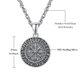 Sterling Silver Oxidation Personalized Engraved  Viking Rune Pendant Necklace for Men