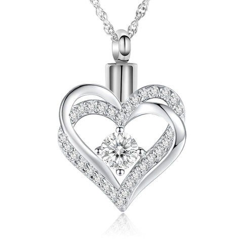 Sterling Silver Birthstone Heart Urn Necklace for Ashes