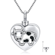 Sterling Silver Cow Urn Necklace for Ashes