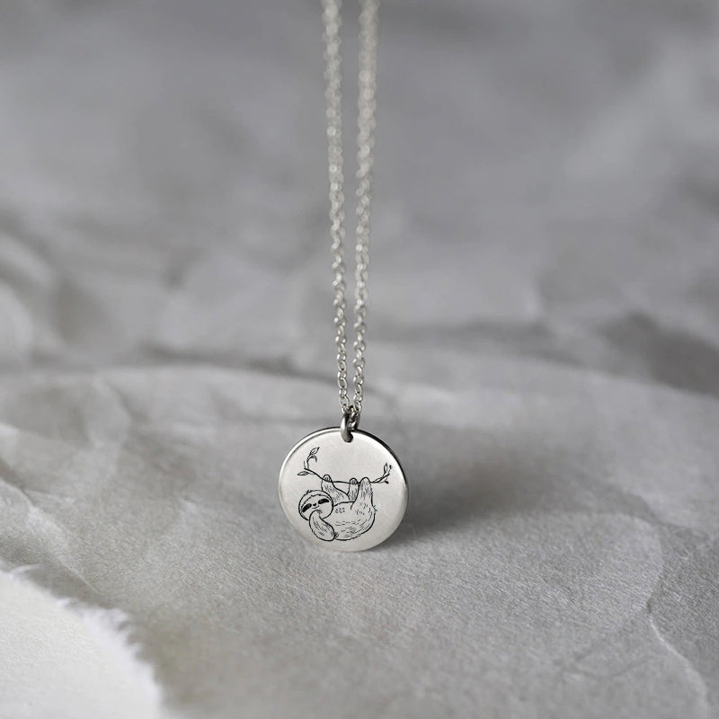 Sterling Silver Sloth Necklace Sloth Jewelry Gift Necklace– romanticwork