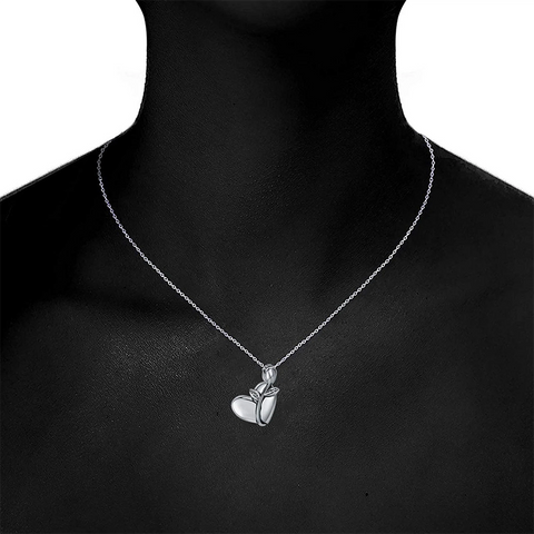 Sterling Silver Rose Heart Urn Necklace for Ashes