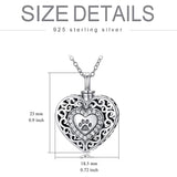 Sterling Silver Pawprint Heart Urn Necklace for Ashes