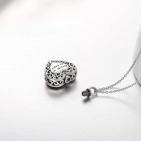 Sterling Silver Pawprint Heart Urn Necklace for Ashes